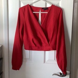 Elegant Red Wrap Top